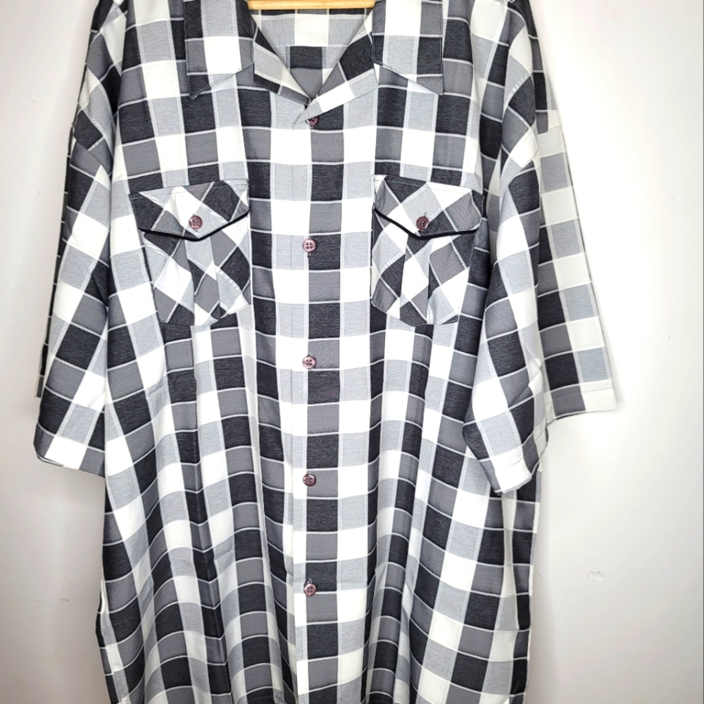 Grey Checkered Button Down Shirt - image 2